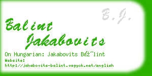 balint jakabovits business card